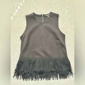 Jcrew black sleeveless blouse w/ peplum fringe